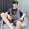 Summer Men's Cotton Pajama Set Short Sleeve Shorts Loose-fit Casual Homewear Comfortable Nightwear Young Boy