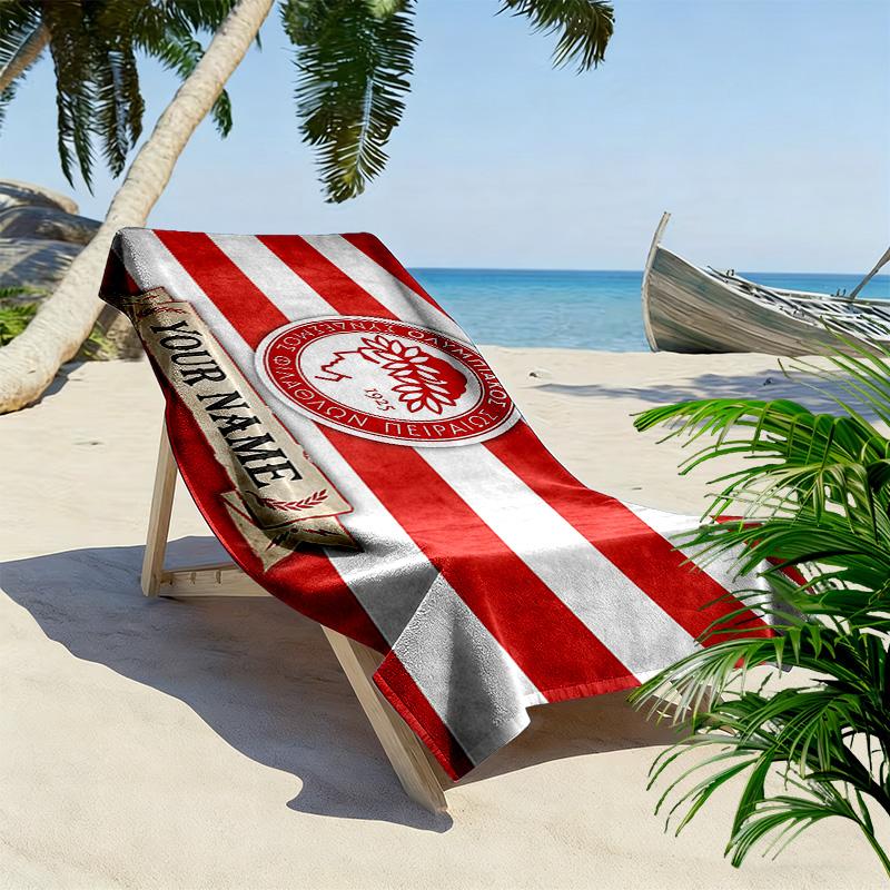 Olympiacos F.C Print Beach Towel, Large Soft Quick Dry Towel for Beach Camping Swimming