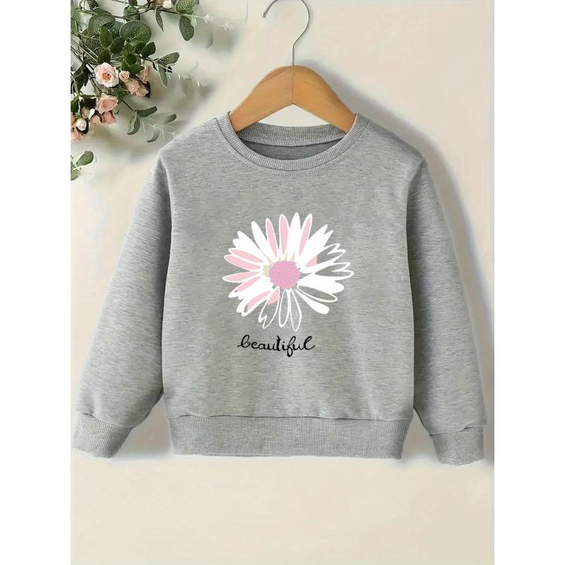 Kids Crewneck Pullover Sweatshirt, Floral Graphic Print