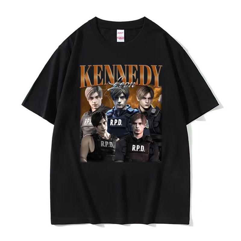 I Heart Leon Kennedy Print TShirts Unisex Womens Clothing Fashion Vintage T Shirt Male Oversized Cotton Short Sleeve Tshirt Tops