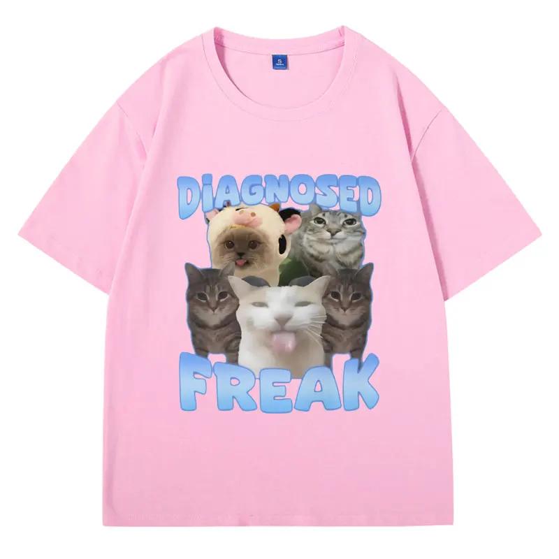 Футболка Diagnozed Freak Funny Watermelon Cat Meme Женская футболка Oversize Streetwear Модные женские футболки Oversize