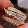 Gorgeous Gold Color Wide Opening Ring Female Luxury Bright Zirconia Finger Adjustable Accessories Fashion Party Zircon