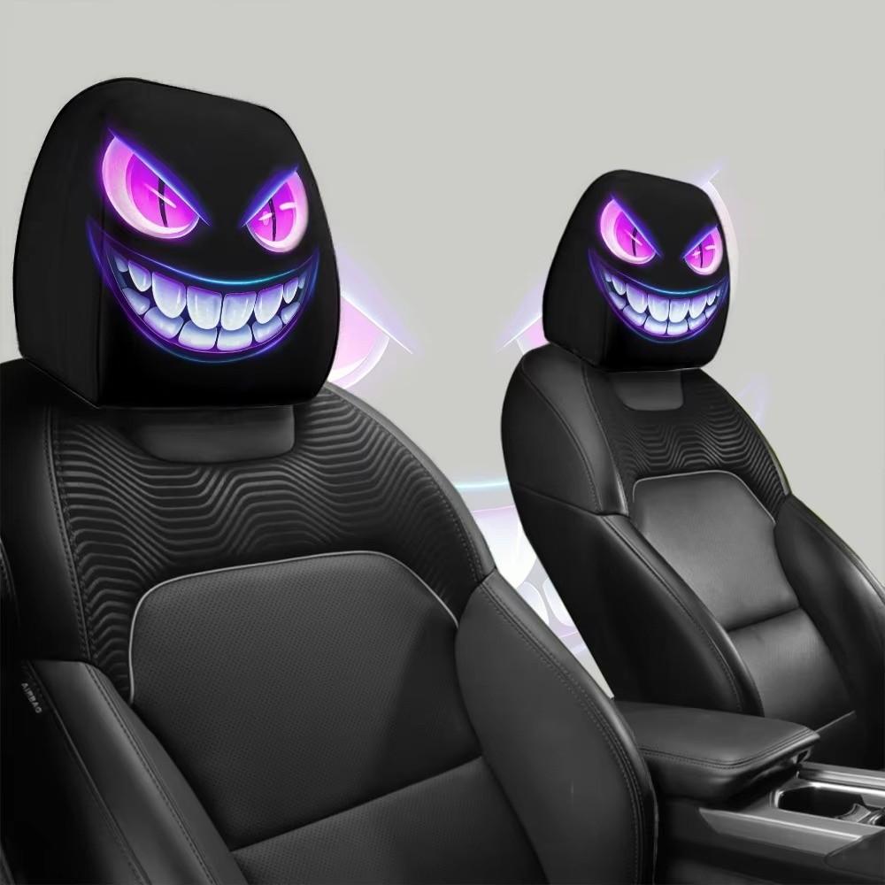 Black Car Headrest Cover Scary Face Printing Car Headrest Protector  Auto Interior Accessories
