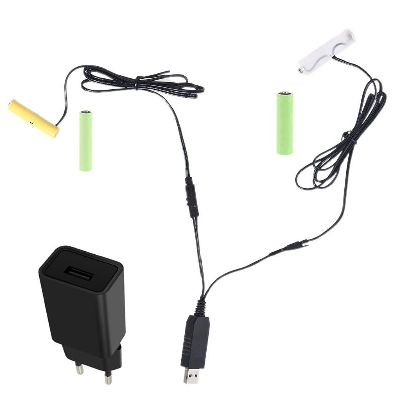 2-в-1 Устранитель батарей LR6 AA + LR3 AAA с адаптером питания от сети EU USB для радио, электрической игрушки, праздничных светодиодных огней