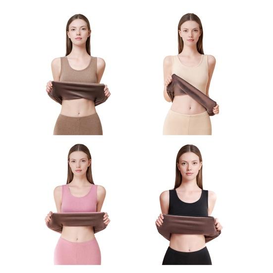Thermal Tank Top for Women Fleece Lined Sleeveless Undershirt Crew Neck Camisole Warm Base Layer Slim Fit Underwear Tops