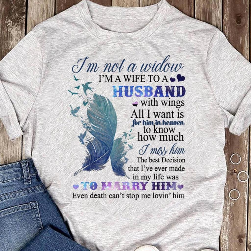 Husband With Wings Memorial T-Shirt - Loving Memory Remembrance Gift
