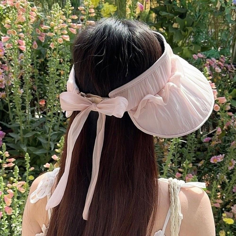 Open Top Design Wide Brim Hat Organza Mesh Beach Hat Foldable Sun Visor Hat Beach Vacation