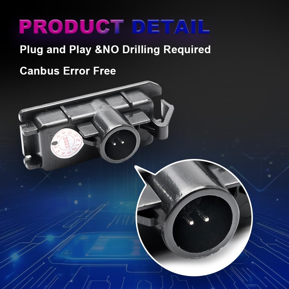 2Pcs LED License Plate Light Lamp Assembly For Jeep Grand Cherokee 2014 2015 2016 2017 2018 Fiat 500 2013- Super Bright 6000K Xenon White Rear Tag