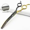 7 дюймов Черно-золотые Изогнутые вниз Ножницы для филировки питомцев для груминга, Профессиональные Острые Ножницы для стрижки шерсти собак