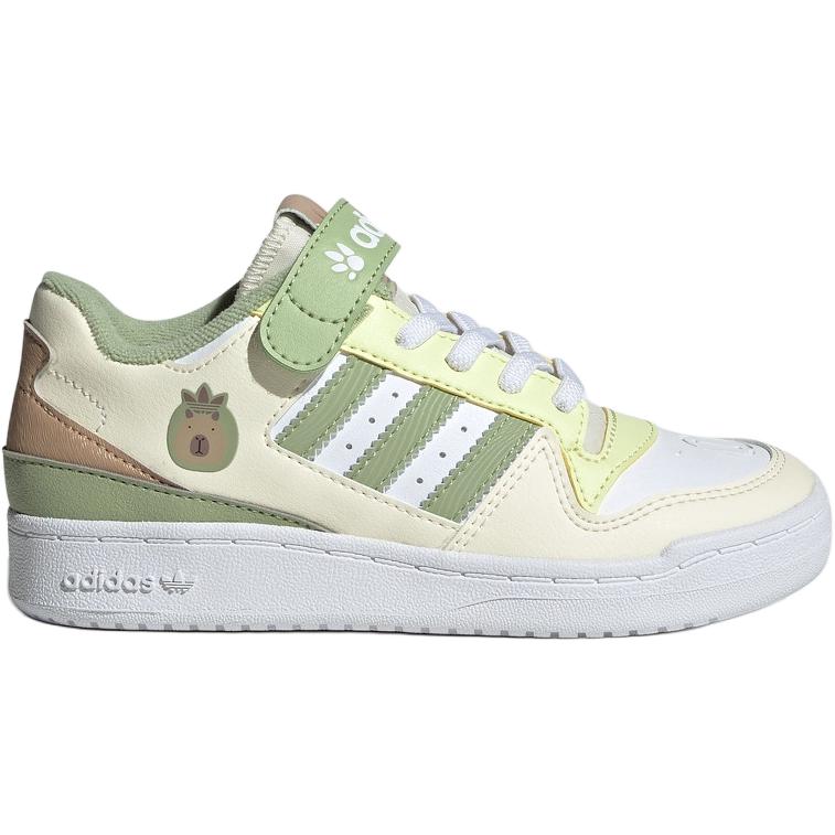 adidas Originals Forum Low C Модный тренд Низкий верх Детские кеды для скейтбординга Зеленые детские кроссовки JS2476