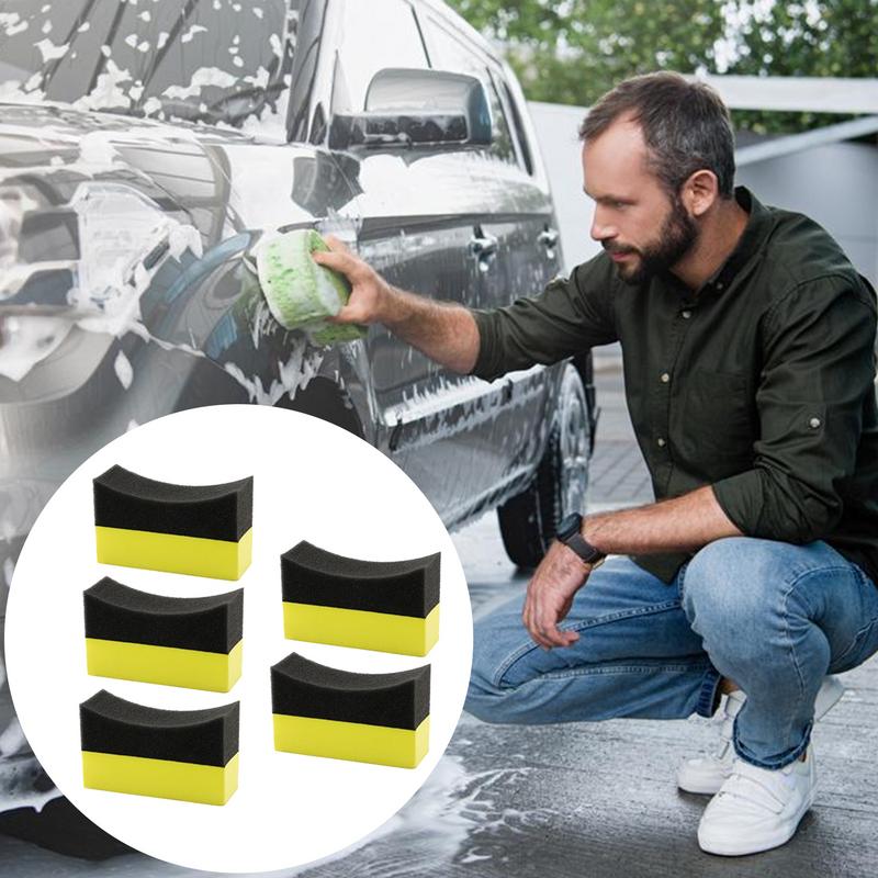 Tire Dressing Sponge Car Tyre Cleaning Sponge Polishing Sponge Wax Buffing Pads Tire Shine 5 Pieces Tire Dressing Applicator