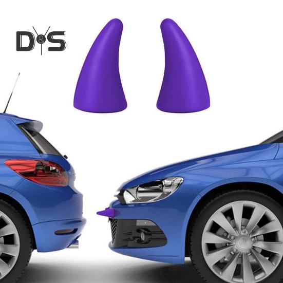 1 Pair Car Devil Horn Sticker 3D Automotive Roof Decoration Front Rear Bumper Guard Anti Collision Protector Waterproof Sunproof Universal Vehicle