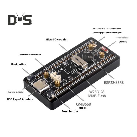 Макетная плата с 1,91-дюймовым AMOLED-дисплеем, Wi-Fi, Bluetooth-совместимая, 32-битная макетная плата с двухъядерным процессором LX7