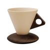 Cone Coffee Cup & Saucer Set Mid-Century Modern Cone Mug with Wooden Handle Handcrafted Ceramic Latte Mug Home Cafe Decor Gift for Coffee Lovers