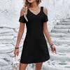 Женские летние модные повседневные платья с v-образным вырезом и короткими рукавами без бретелек