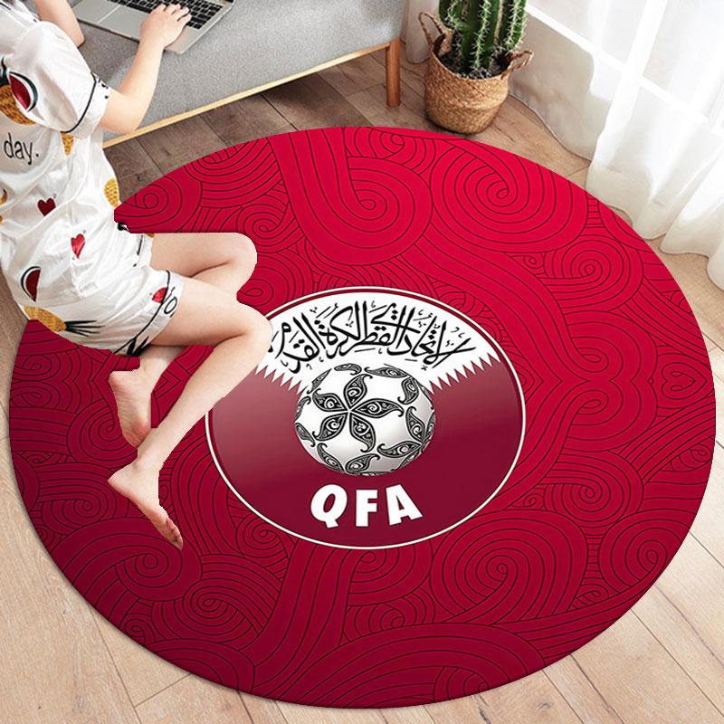 Qatar National Football Team Round Area Rug,Carpet Rug for Living Room Bedroom Sofa Playroom Decor,Non-slip Floor Mat