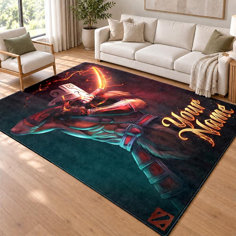 DOTA2 Custom Name Personalized Rug Non‑Slip Doormat Floor Carpet Housewarming Birthday Gift for Family Friends