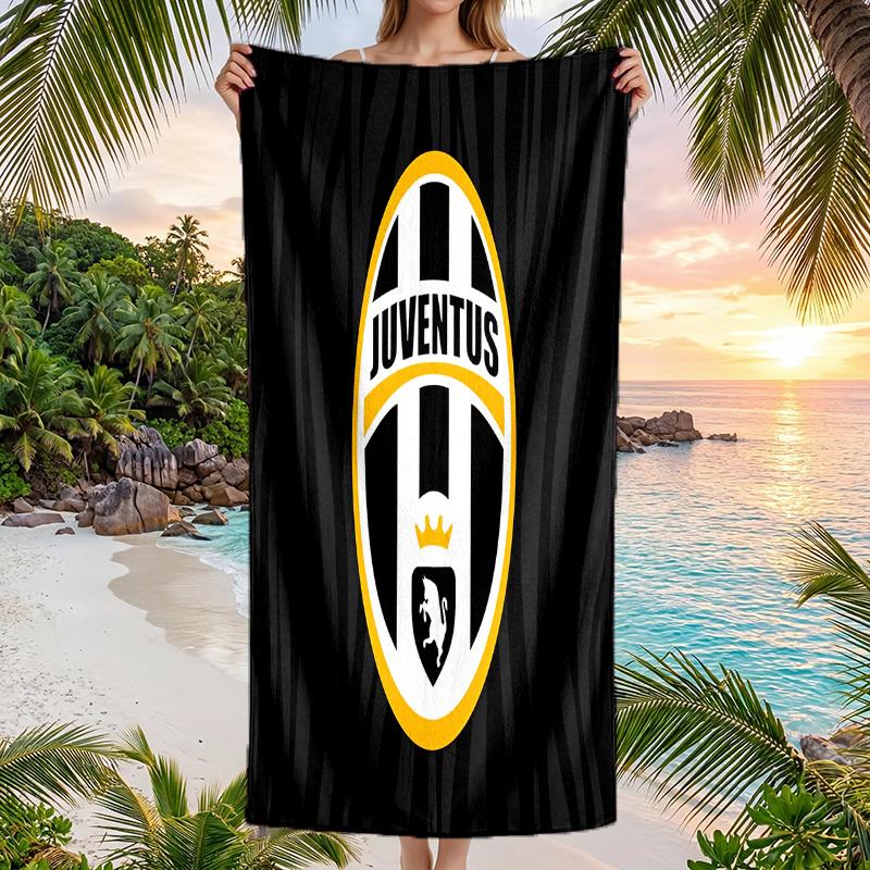 Пляжное полотенце Juventus FC Мягкое из микрофибры Летнее полотенце Быстросохнущее Впитывающее полотенце для пляжа Бассейна Путешествий
