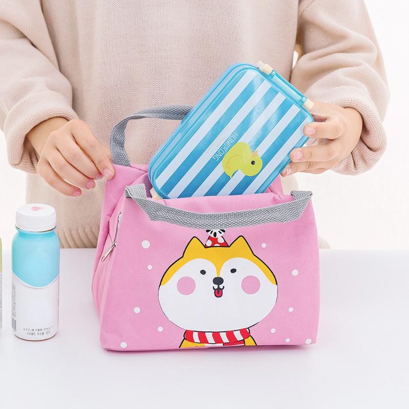 Cartoon Lunch Bag Portable Insulated Thermal Lunch Box Picnic Supplies Bags Milk Bottle for Women Girl Kids Children