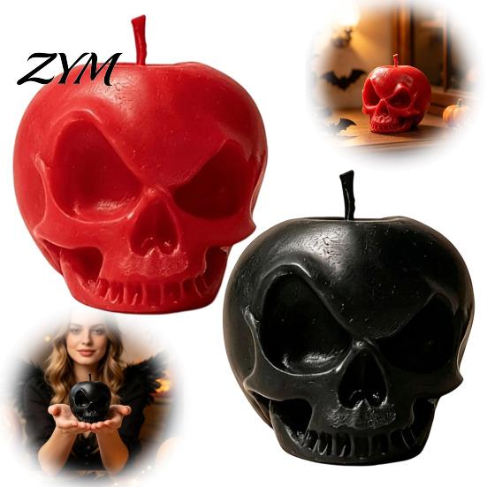 Dark Style Table Centerpieces 3D Printed Apple Skull Desktop Ornament, Gothic Halloween Decor Figurine, Creative Candle Holders for Art Craft
