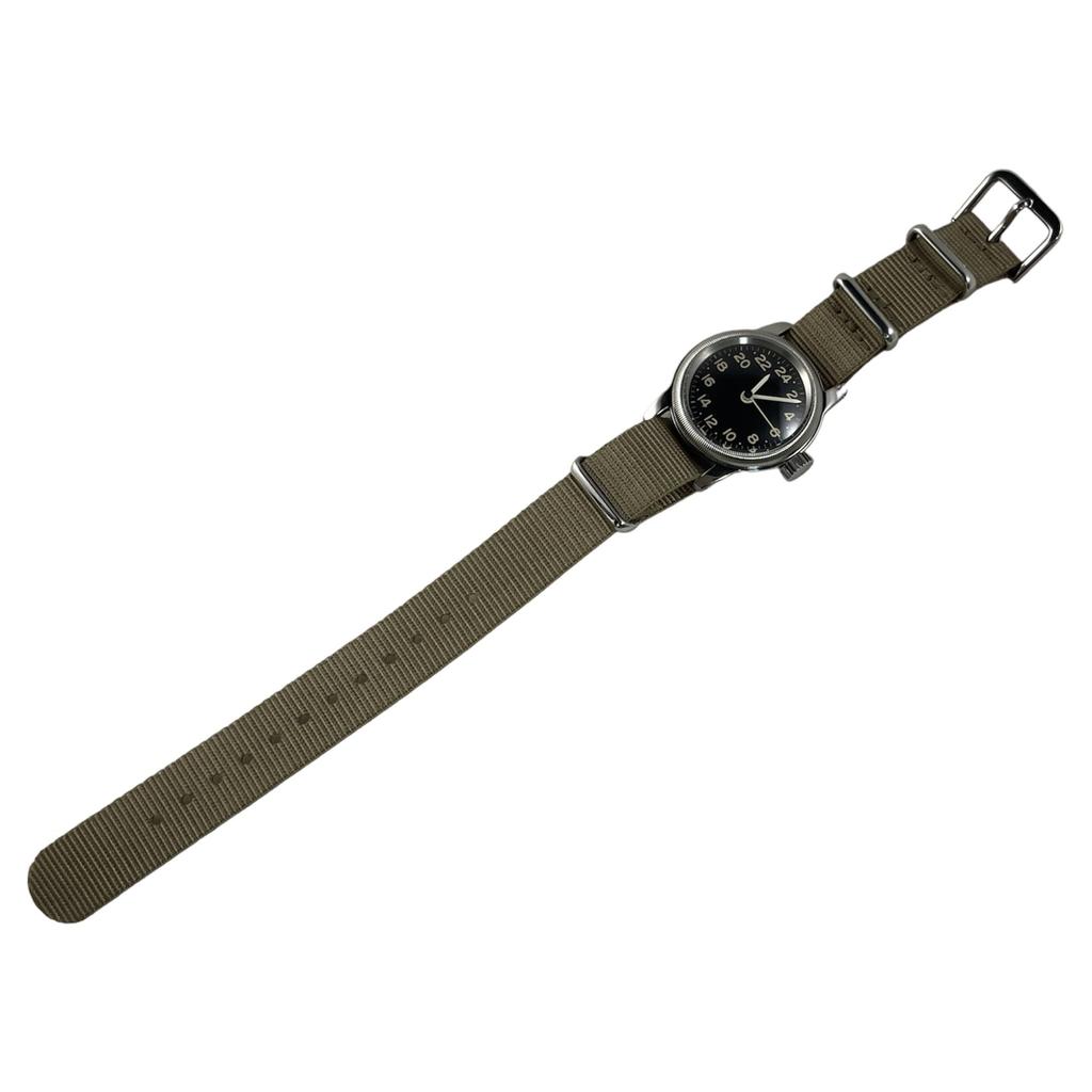 Military Watch TYPE 24H Black Dial Nylon Khaki Color NATO Strap [M.R.M.W.] Men's A-11 (desert Color)