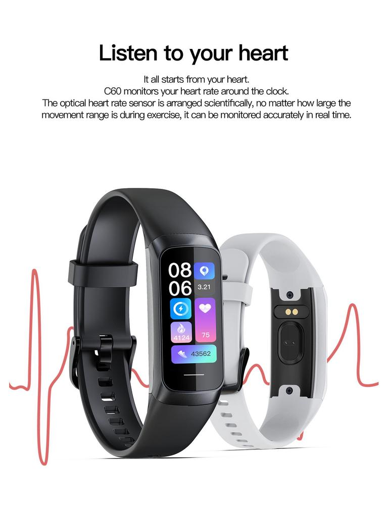 Cross-border AMOLED Smart Bracelet: Monitors Blood Pressure, Oxygen, Temperature, Heart Rate, Sleep; Waterproof Sports Watch