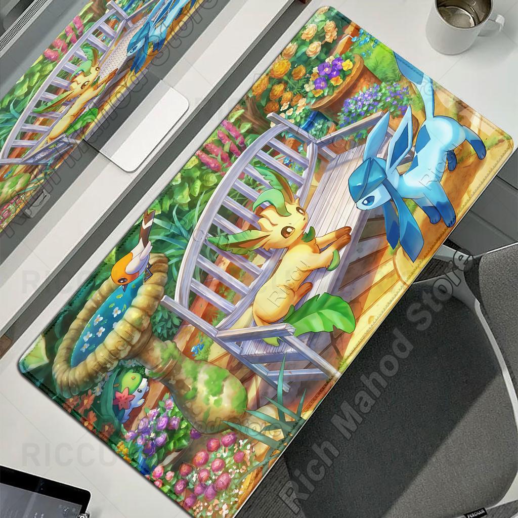 Anime Glaceon Mouse Pad Pokemon Gamer PC Cabinet Mousepad Kawaii Keyboard Rug Laptop Gaming Accessories Eevee Extended Desk Mat
