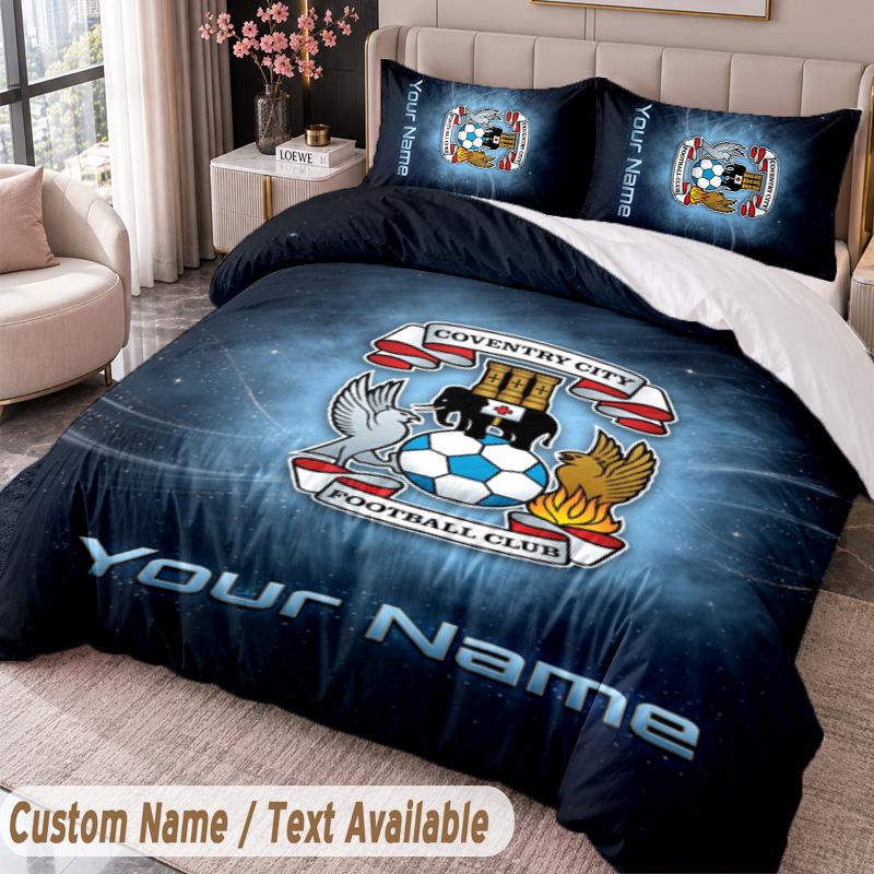 Coventry City FC Printed Bedding Set Custom Name Text 1 Duvet Cover 2 Pillowcases For Bedroom