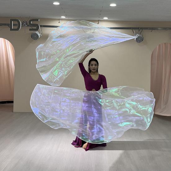 Танцевальный флаг с расширяемой палкой в форме полукруга, яркий цвет, блестящая поверхность, костюмы для выступлений, реквизит, аксессуары, флаг похвалы