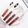 4/8/16/24Pcs Brown Wooden Handle Cutlery Set Stainless Steel Steak Knife Fork Spoon Silverware Tableware Dinnerware Set for Party Picnic