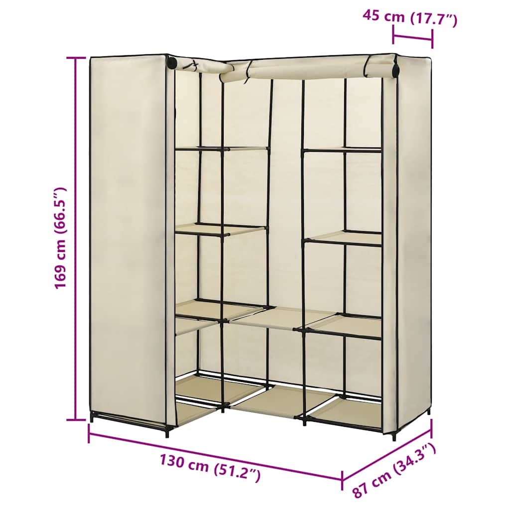 Corner Wardrobe Cream 130 x 87 x 169 cm