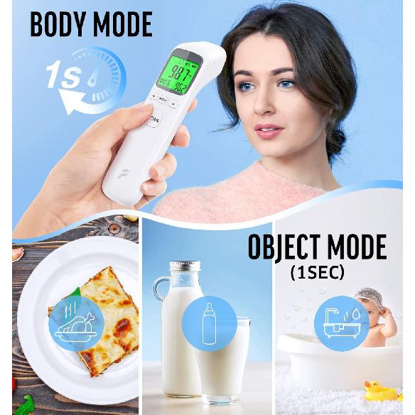 Термометр для взрослых и детей, бесконтактный лобный термометр с функцией режима объекта, оповещением о лихорадке и памятью на 32 измерения, мгновенный и точный