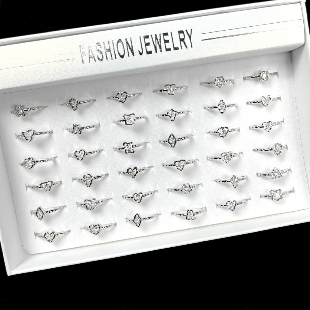 10Pcs Square zirconia ring - elegant and classic finger ring for women, suitable for parties and other occasions.
