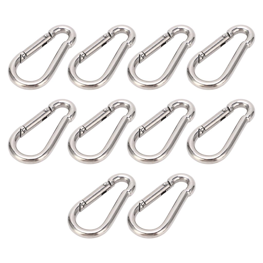10Pcs Carabiner Clip Spring Snap Hook Heavy Duty Quick Link 304 Stainless Steel for Bird Feeders 4MM