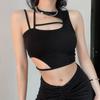 Fashion Short Tank Top For Women Street Hollow Casual Solid Shirt Asymmetric Fashion T-Shirt For Women Sexy Tops 26523