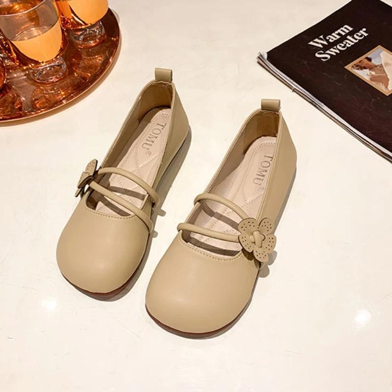 Корейский стиль женские балетки новые модные туфли Мэри Джейн с цветочным принтом и квадратным носком для женщин удобная повседневная обувь балетки