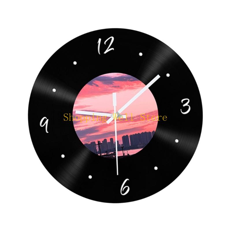 KX4B Silents Mechanism Wall Clock Light in Weight Retro Decors Bedroom Living