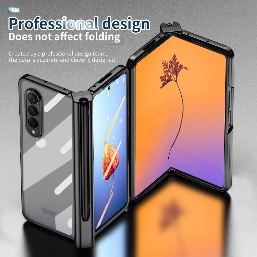 Нежный цветной чехол с гальваническим покрытием для Galaxy Z Fold Z 4 3 с установкой стилуса S Pen, все включено, защитный корпус