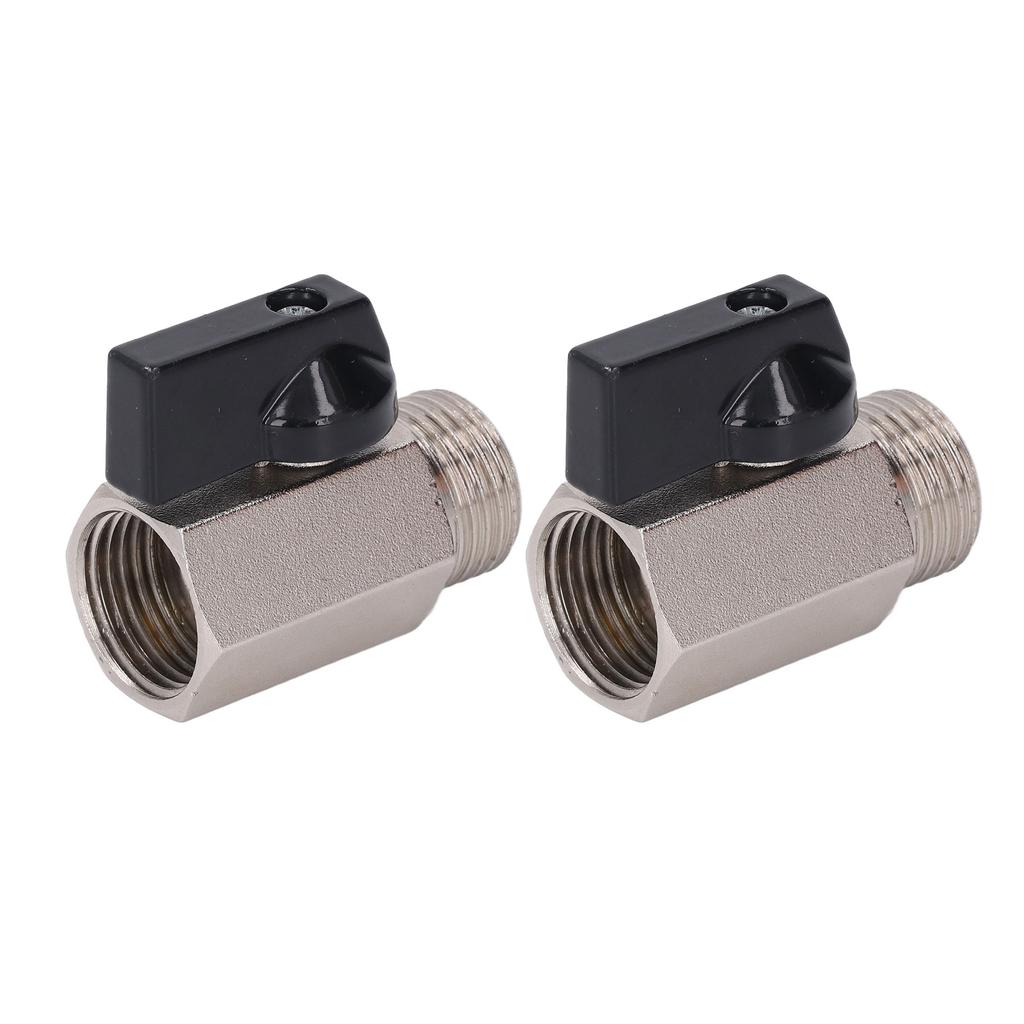 2PCS Ball Valve G12 Thread 90 degrees Swivel High Air Tightness Small Sandblasted Brass Ball Valve
