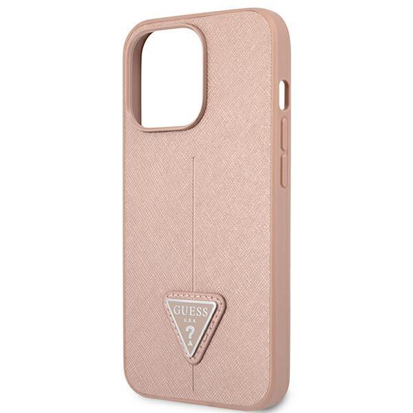 Etui do iPhone 13 Pro 6,1" Guess Różowe Saffiano z Logiem