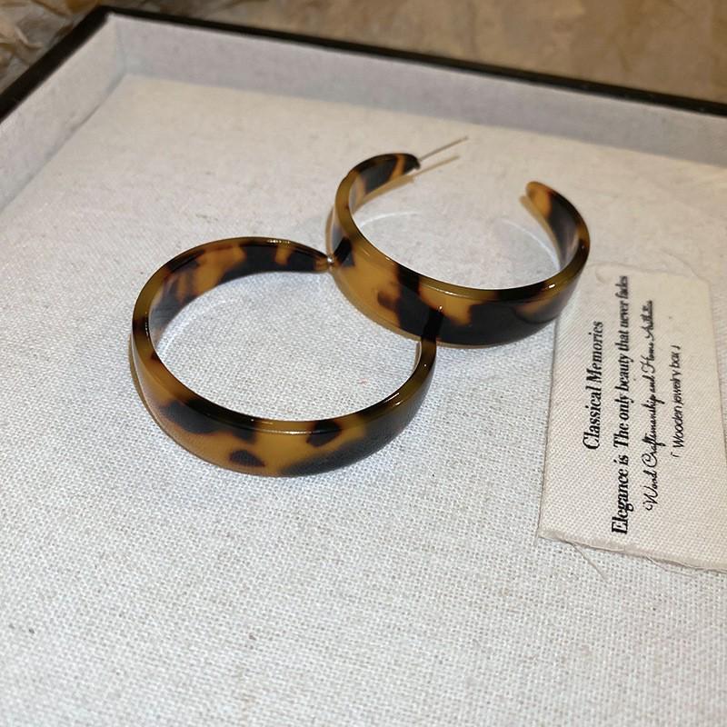 Серьги-пусеты Silver Needle Leopard Resin Geo Round, в стиле ретро Myer, нишевый дизайн для женщин