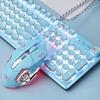 ZIYOU LANG Wired Punk Keyboard Mouse Set with Mechanical Keyboard Knob Retro Round Keycap Typewriter Blue Axis 104 Keys Full Key Wired Gaming Mouse