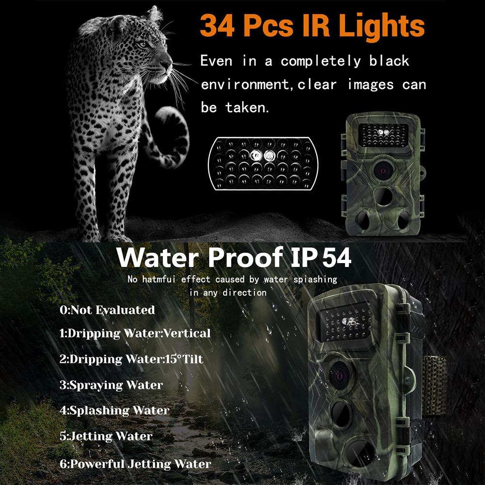 Камера для наблюдения за дикой природой, 1080p, 36 Мп, уличная, водонепроницаемая, без свечения, с ночным видением, время срабатывания 0,2 с, камера для наблюдения за охотой на дикую природу