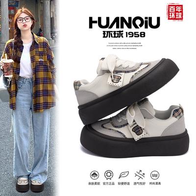 Глобальная женская обувь на толстой подошве ZHQ5863 весенняя новая универсальная женская обувь белые туфли, увеличивающие нишу повседневной обуви