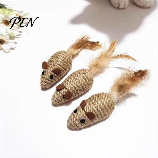 Агрессивные игрушки-грызунки для кошек, разноцветные мышки, игрушки для кошек, джутовая веревка, грызун, перьевые мышки, реалистичная игрушка с хвостом, чистка зубов у котят, для занятий в помещении