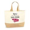Sac Cabas - PLANETEE - Merci Sage-Femme Géniale - Jute Naturel - Beige - Imprimé En France