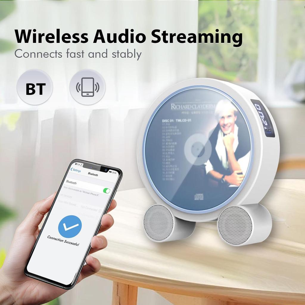 Портативный Bluetooth CD-плеер для путешествий и дома