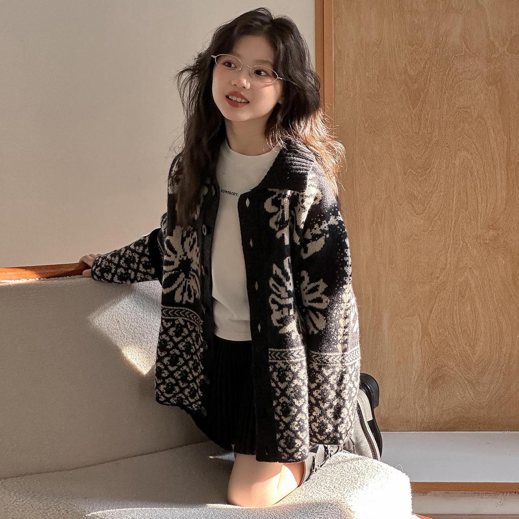 Кардиган жаккардовый с узором Fair Isle для девочек - Мода Осень-Зима 2025