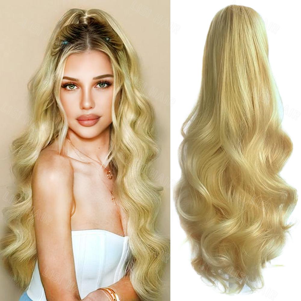 LISI HAIR Синтетический длинный коготь, волнистая волна, вьющийся хвостик, наращивание парика, мягкий шиньон для женской одежды