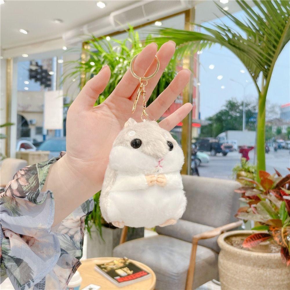 Cute Hamster Doll Keychain Cartoon School Bag Keychain Creative Plush Key Ring Men Women
